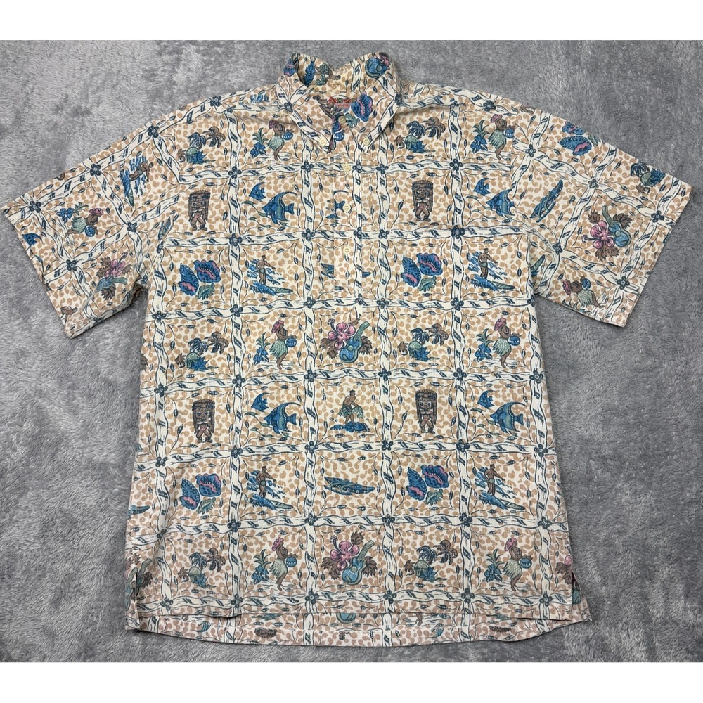 Vintage Reyn Spooner Commemorative Classics Tiki Shirt Mens L Multicolor 90s